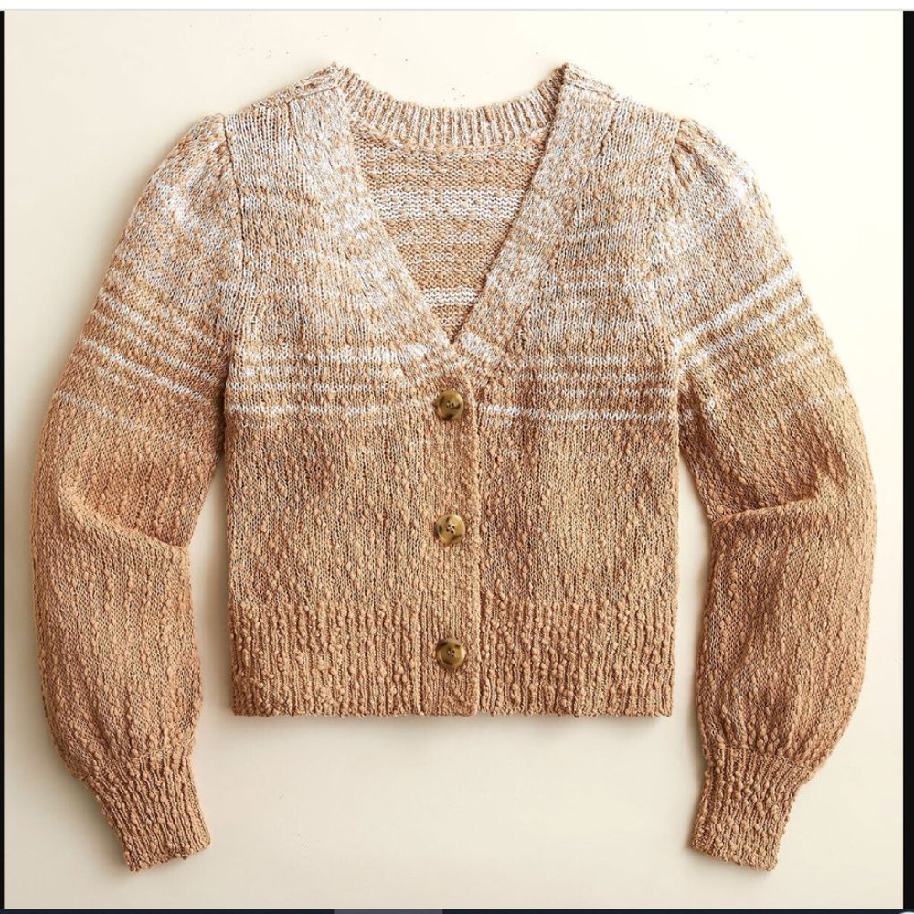 J Crew Reversible Space Dyed Cardigan Sweater Sandy Beach Large